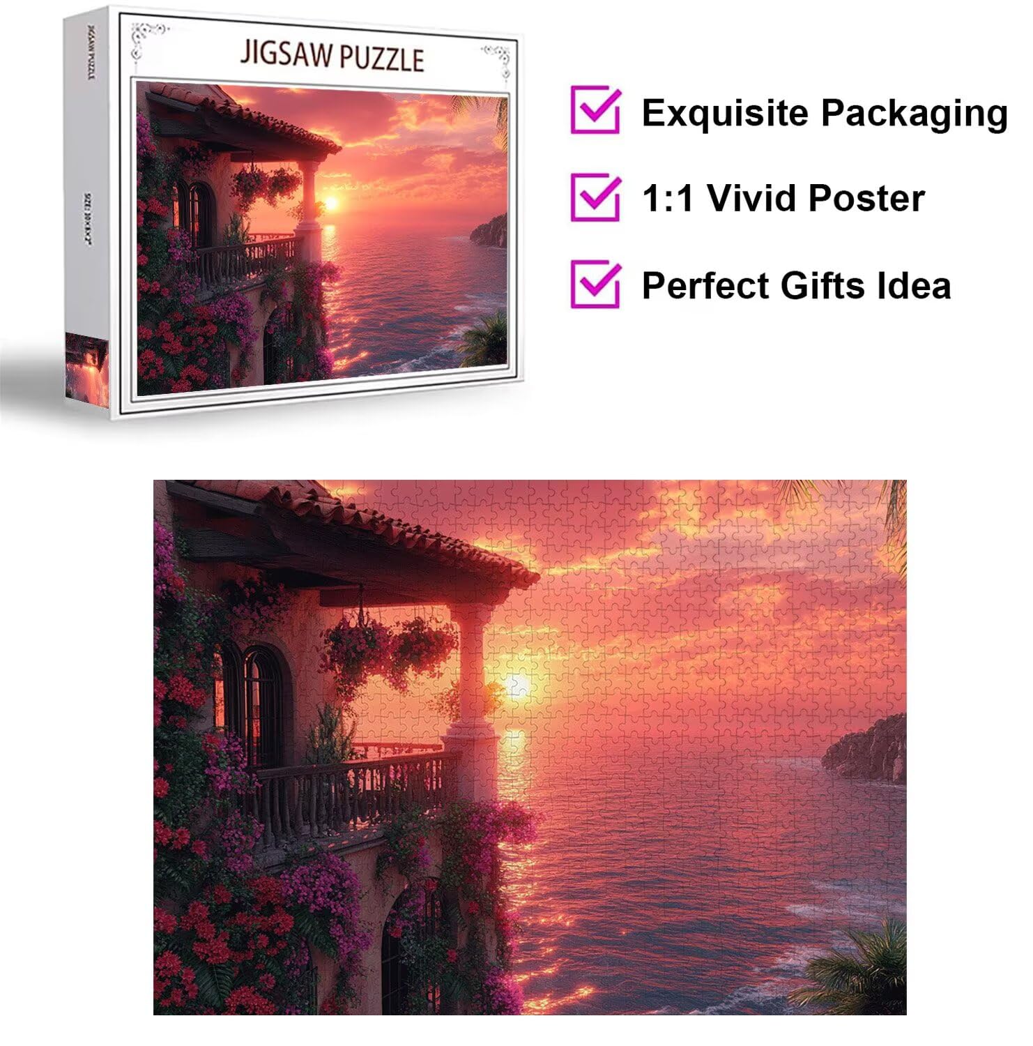 Puzzle 6000 Pieces Coucher de Soleil Puzzle Bois Les Plantes n-463