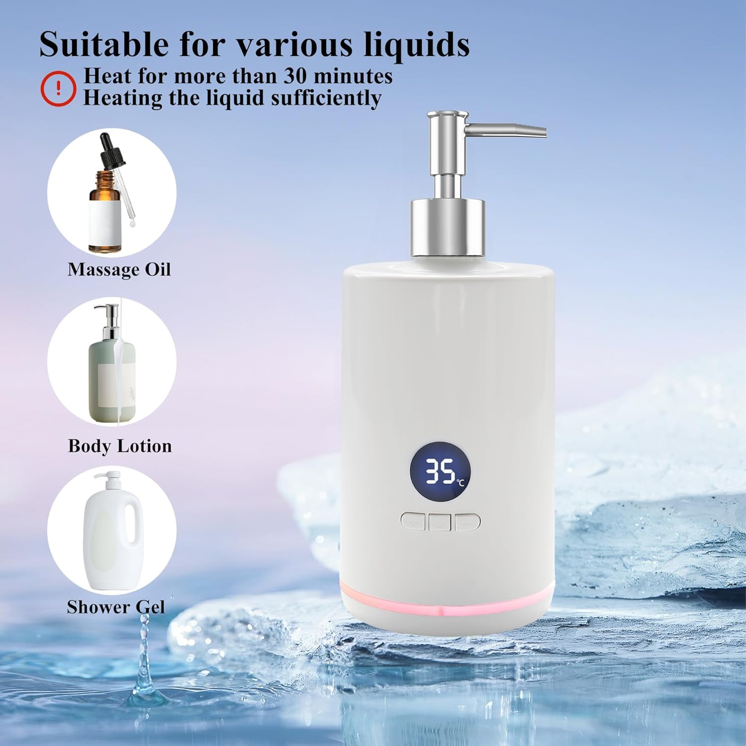 Chauffe-huile de massage avec deux distributeurs, température LED, portable pour salon de beauté spa