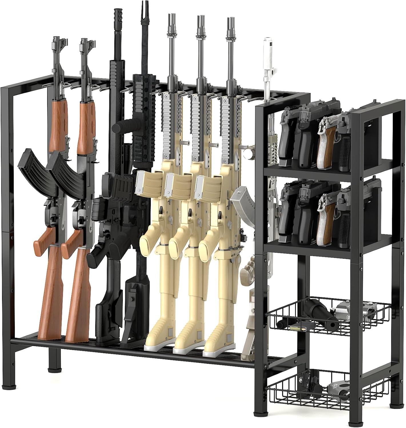 Floor Gun Rack Stand, Vertical Rifle Rack, Freestanding Rifle Stand Display for Home, Holds up to 8 Long Guns and 8 Handguns