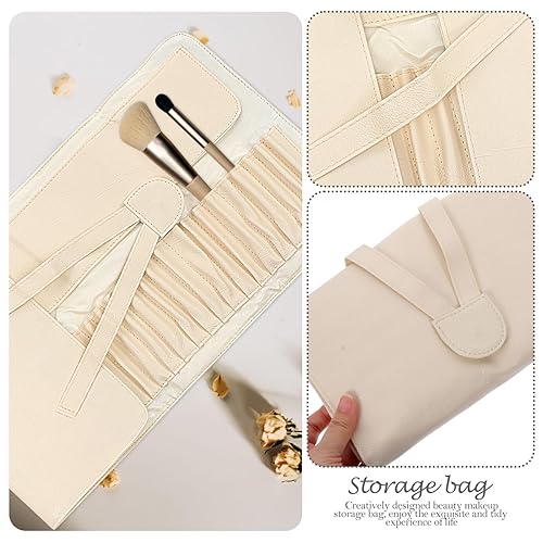 Miniatura 9 de minkissy 2pcsrolling Woman- Almacenamiento PU Llevar Maquillaje Mujeres Organizador Uso Multi Plegable Beige Conveniente Bolsa Multifuncional