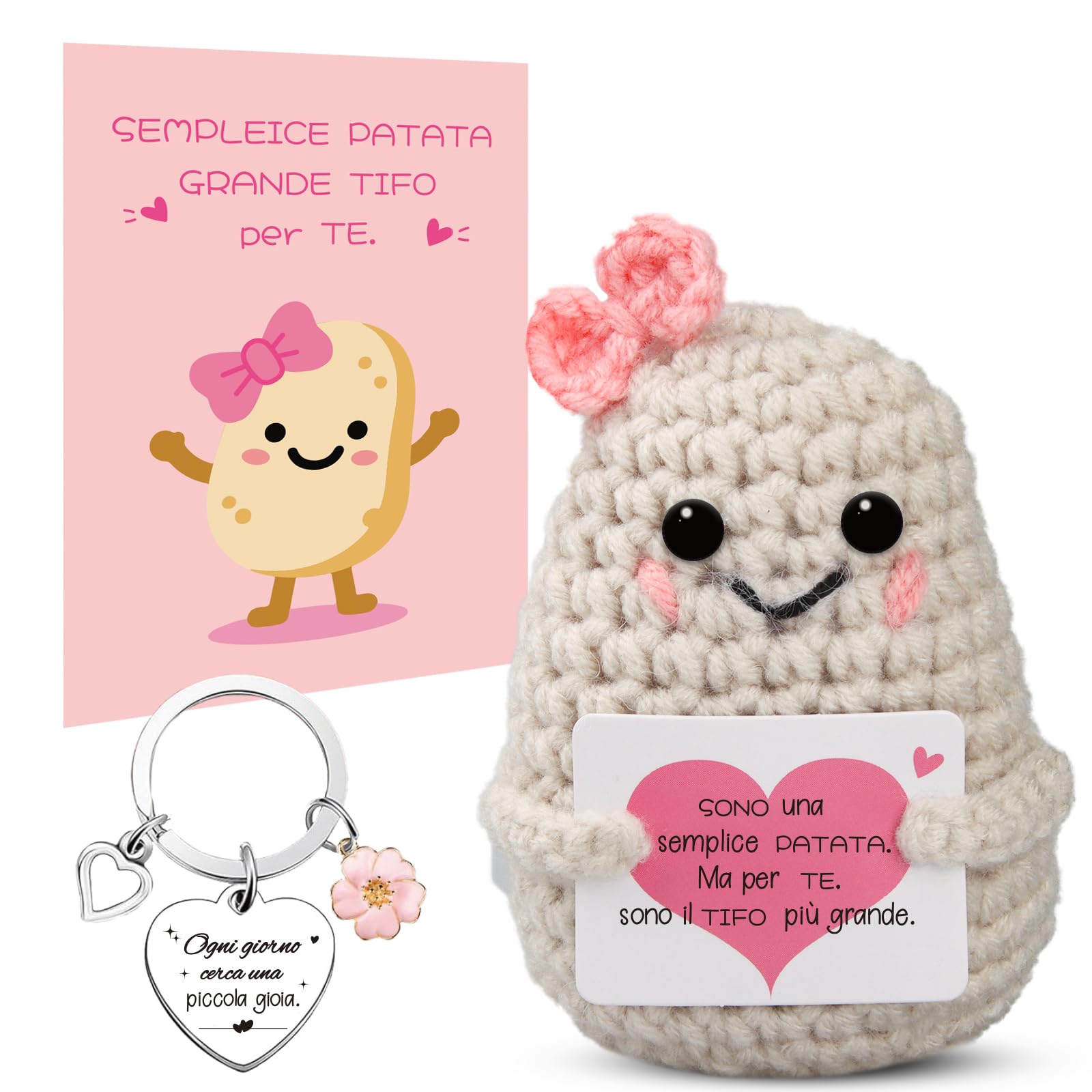 Patata Portafortuna Positiva Amigurumi Fatta A Mano - Abbraccio Tascabile E Regalo Motivazionale