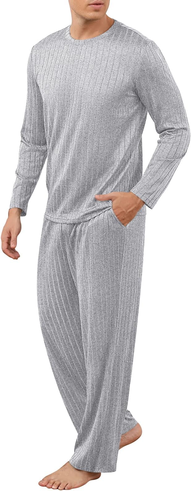Men's Pajama Set Short&Lonng Sleeve Lightweight Lounge Wear Breathable 2 Piece Set,Stretch Home Outfits for Men