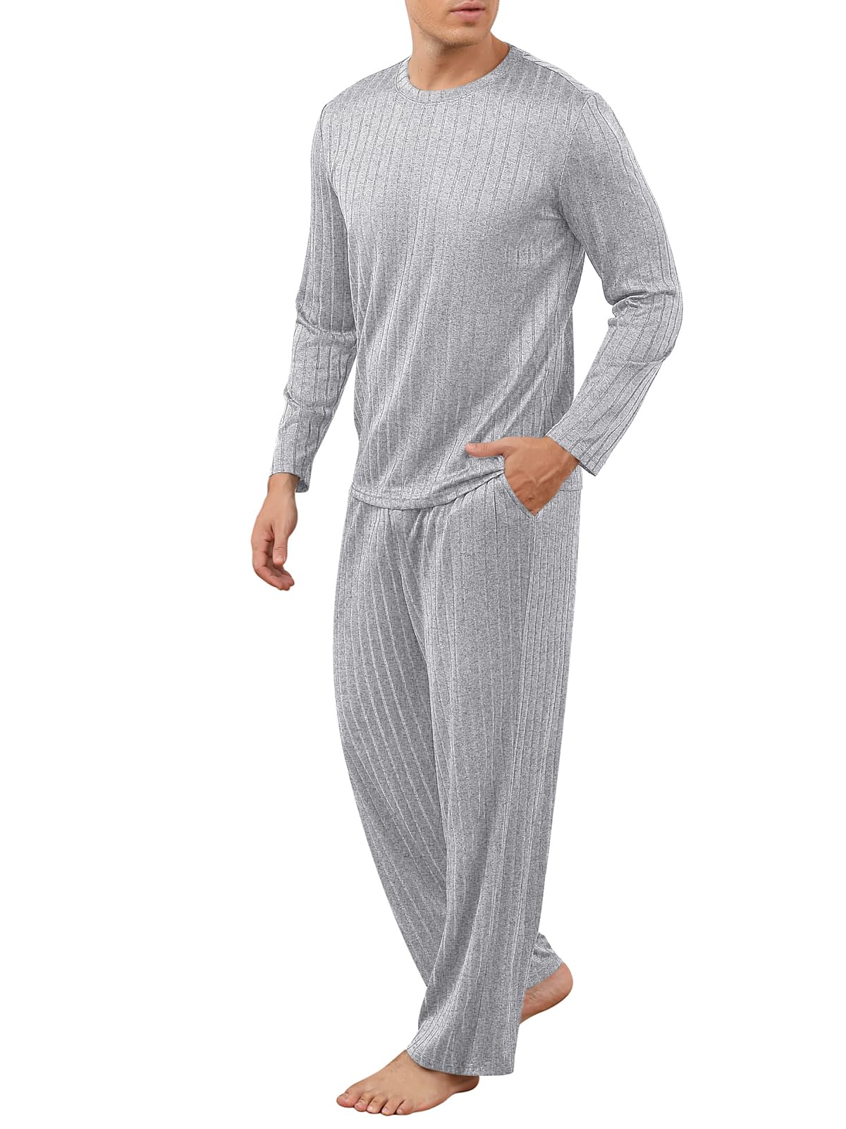 Men's Pajama Set Short&Lonng Sleeve Lightweight Lounge Wear Breathable 2 Piece Set,Stretch Home Outfits for Men