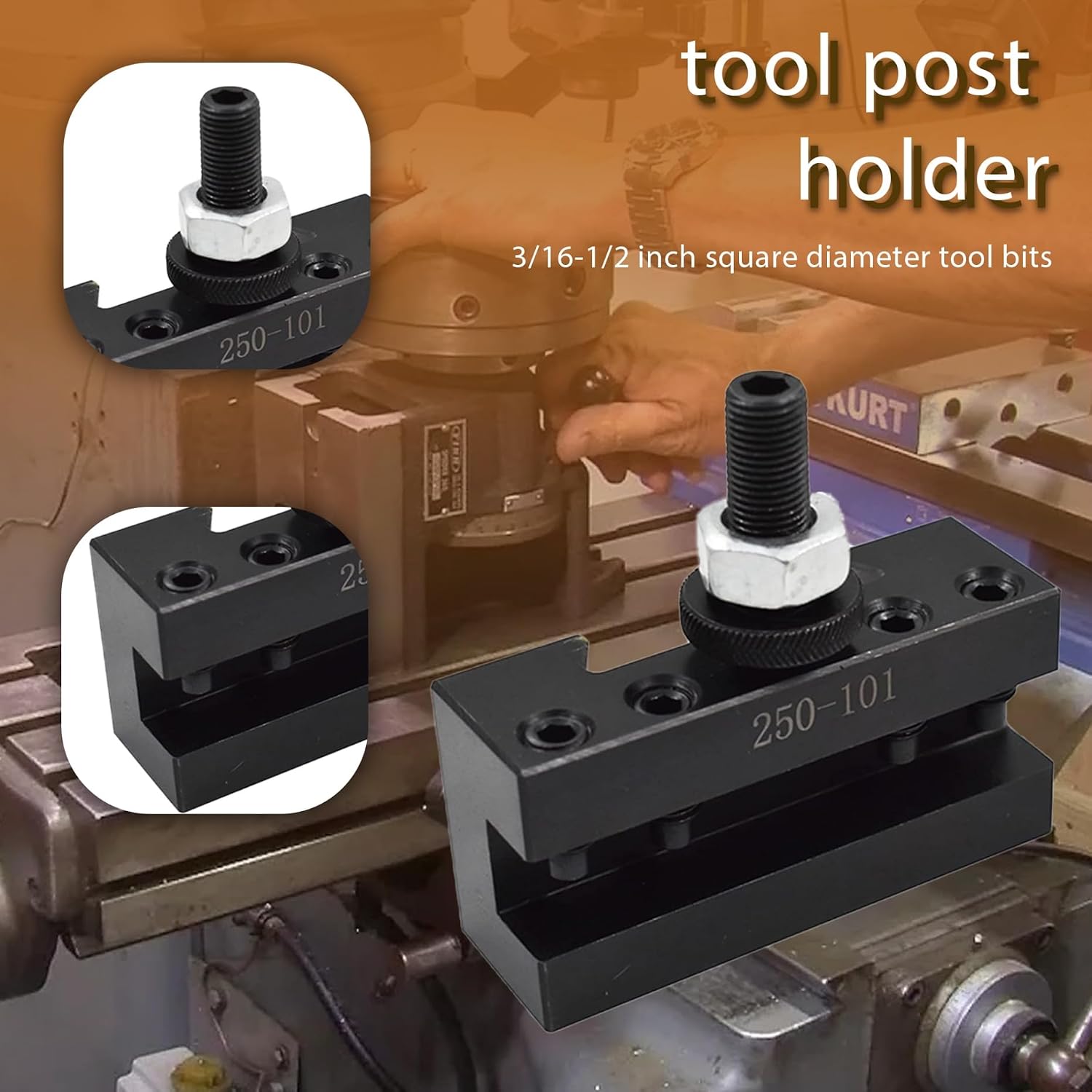 kimllier 2Pcs AXA 250-101 Quick Change Turning & Facing Lathe Tool Post Holder Fit for 250-100 or 250-111 Tool Post