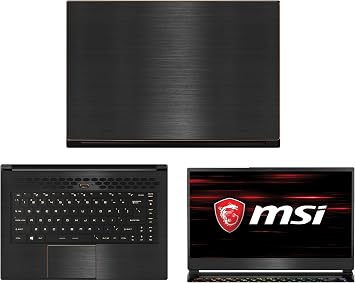 الشحوم - ملصق واقي لـ MSI GS65 Stealth Thin 8RF 15.6 & # 34 ؛ شاشة الكمبيوتر المحمول الأسود الملمس المصقول الألومنيوم غلاف غلاف غلاف BAmsiGS65stealthTHINBack