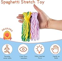 Vista 2 de Aoriher Juguete elástico de espagueti de 8 piezas, bola de espagueti elástica, juguete sensorial de cuerda para la ansiedad, herramienta