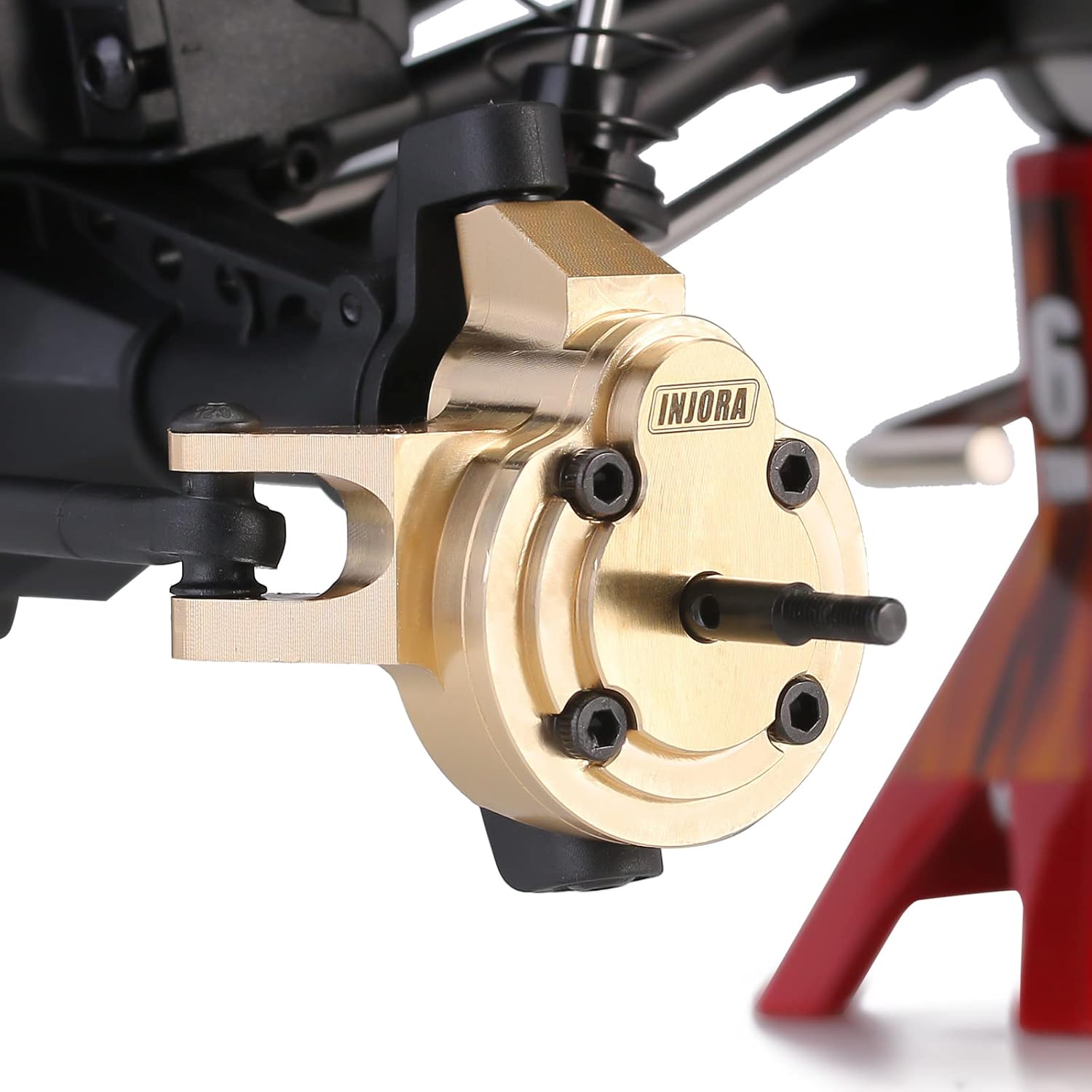 INJORA Brass Portal Cover Steering Knuckle Set for 1/18 Axial UTB18 Buggy Front Axle Upgrade, 66g/pcs