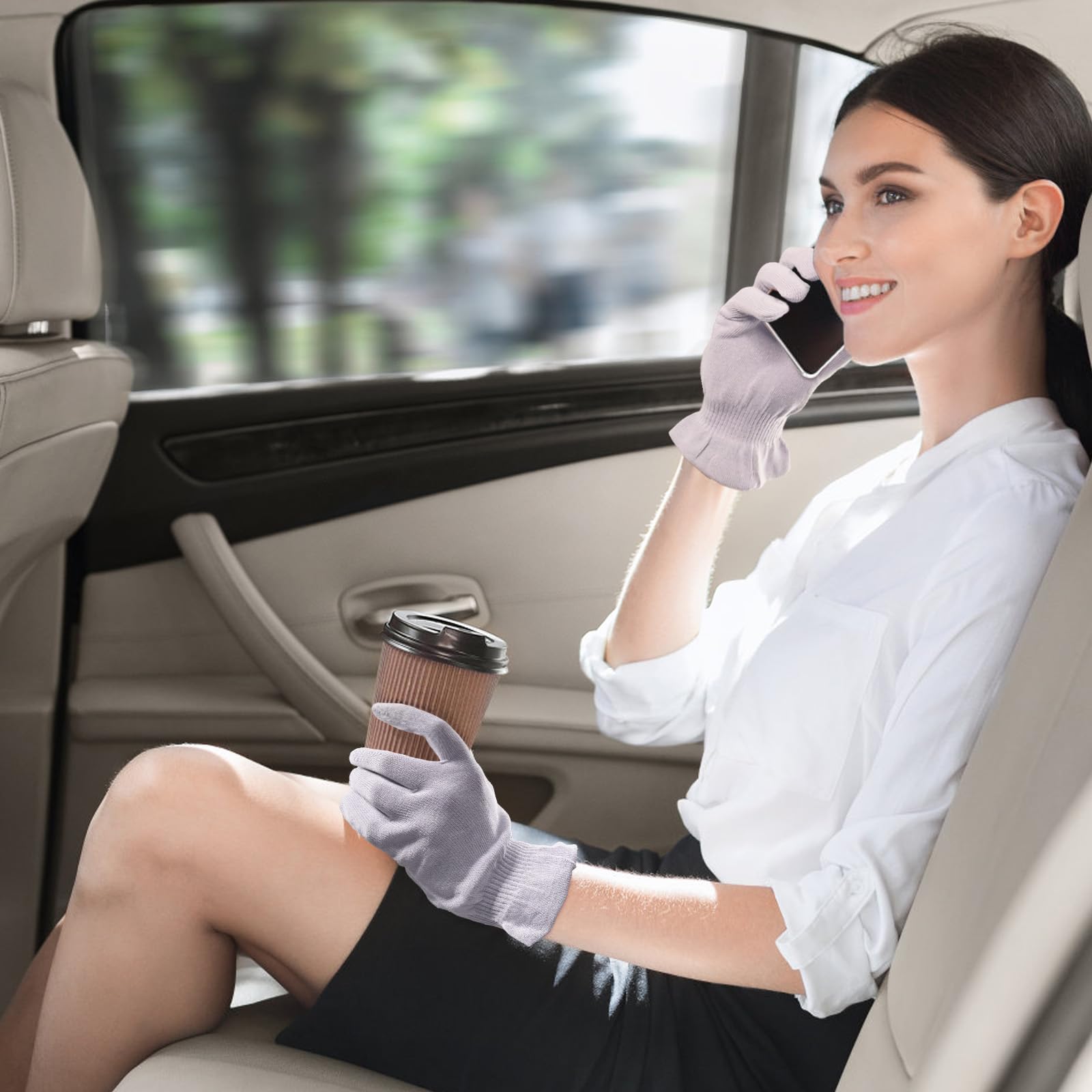 MIG4U Guanti di bellezza idratanti touchscreen guanti da notte per donne mani secche, lozione notturna, eczema, SPA, trattamento cosmetico, grigio viola, 6 paia taglia L/XL