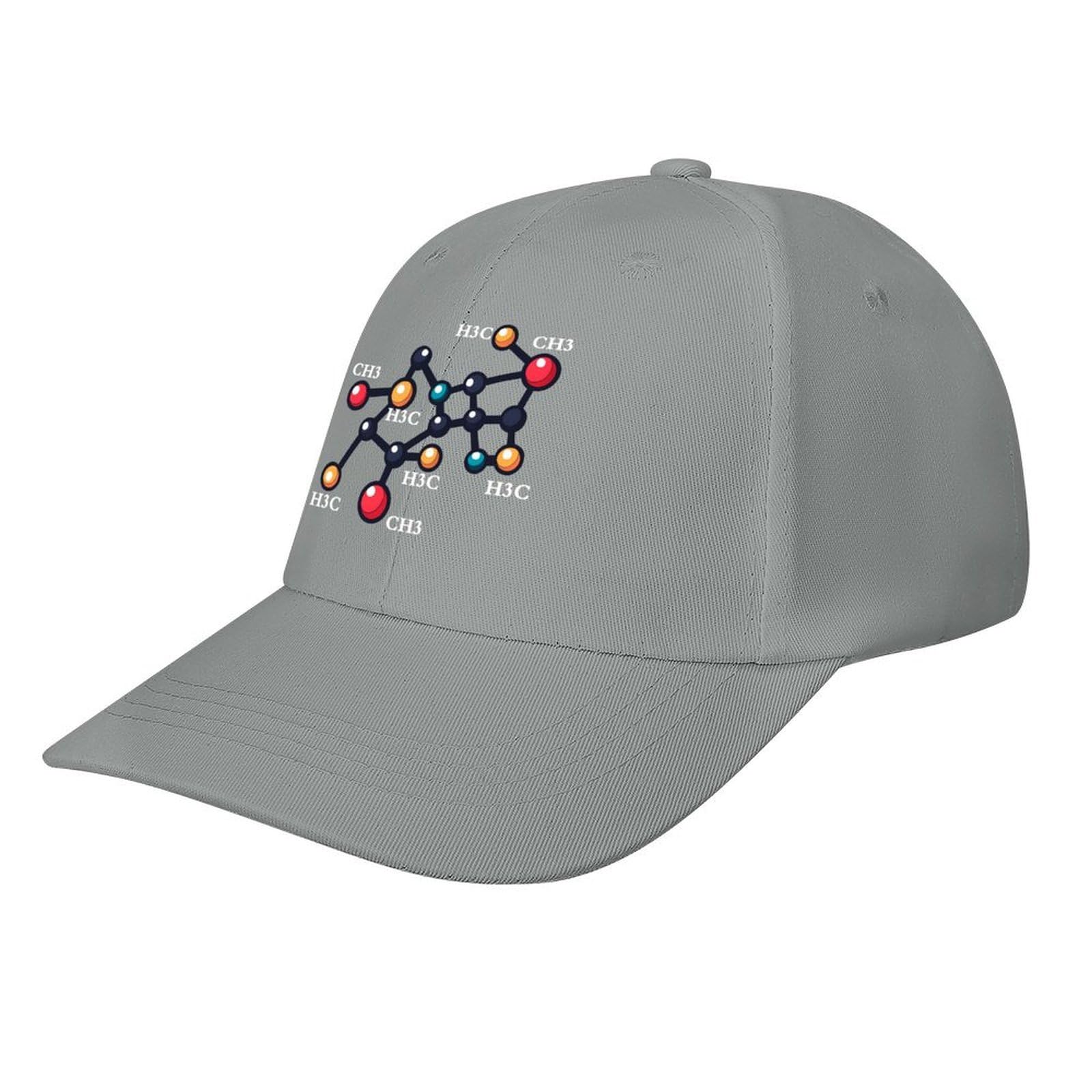 Asbwuo Unisex Gray Caffeine Molecule Coffee Baseball Cap Adjustable Trucker Hat Golf Dad Hat For Men Women