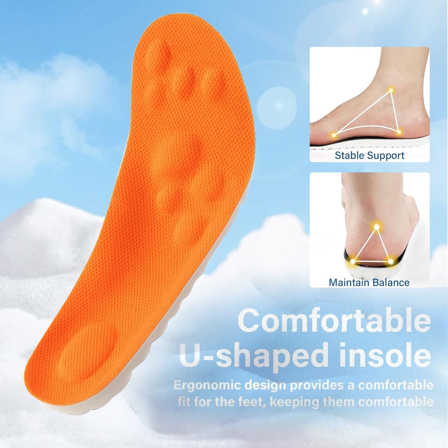 4D Cloud Insoles for Men Women, Breathable Memory Foam Cloud Massage Insoles,Arch Support & Cushioned Comfort,Relief Foot Pain,Trim to Fit All Shoe Types(1 Pairs-Black, Men 5-6/Women 6.5-7.5) - Image 6