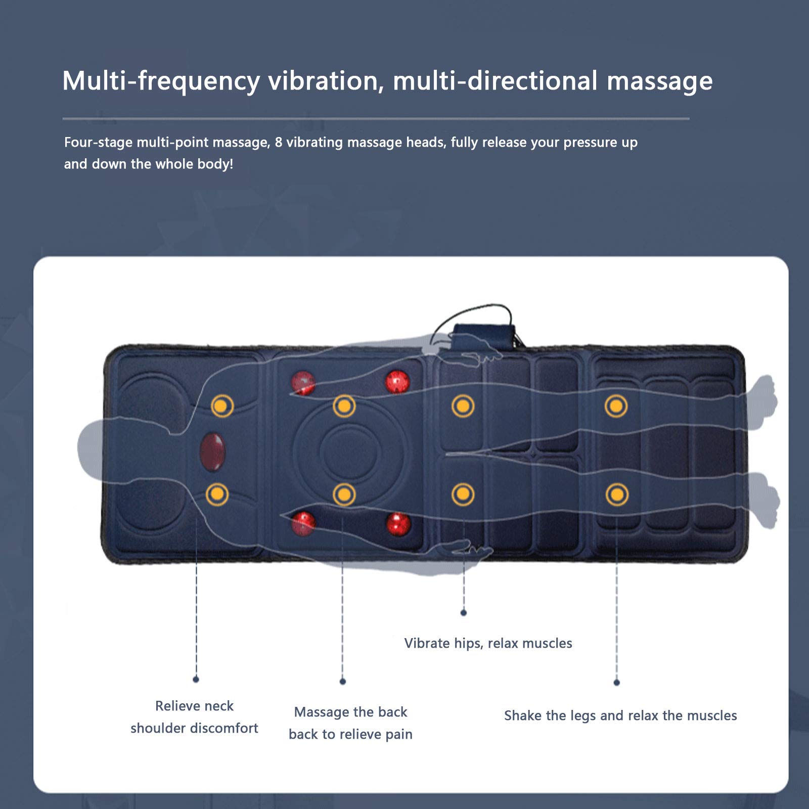 Colchoneta de Masaje, Almohadilla Térmica de Masaje de Cuerpo Completo, Almohadilla de Colchón de Masaje de Calefacción Eléctrica con Vibración Shiatsu, Mejorar el Sueño, Flexible y Plegable
