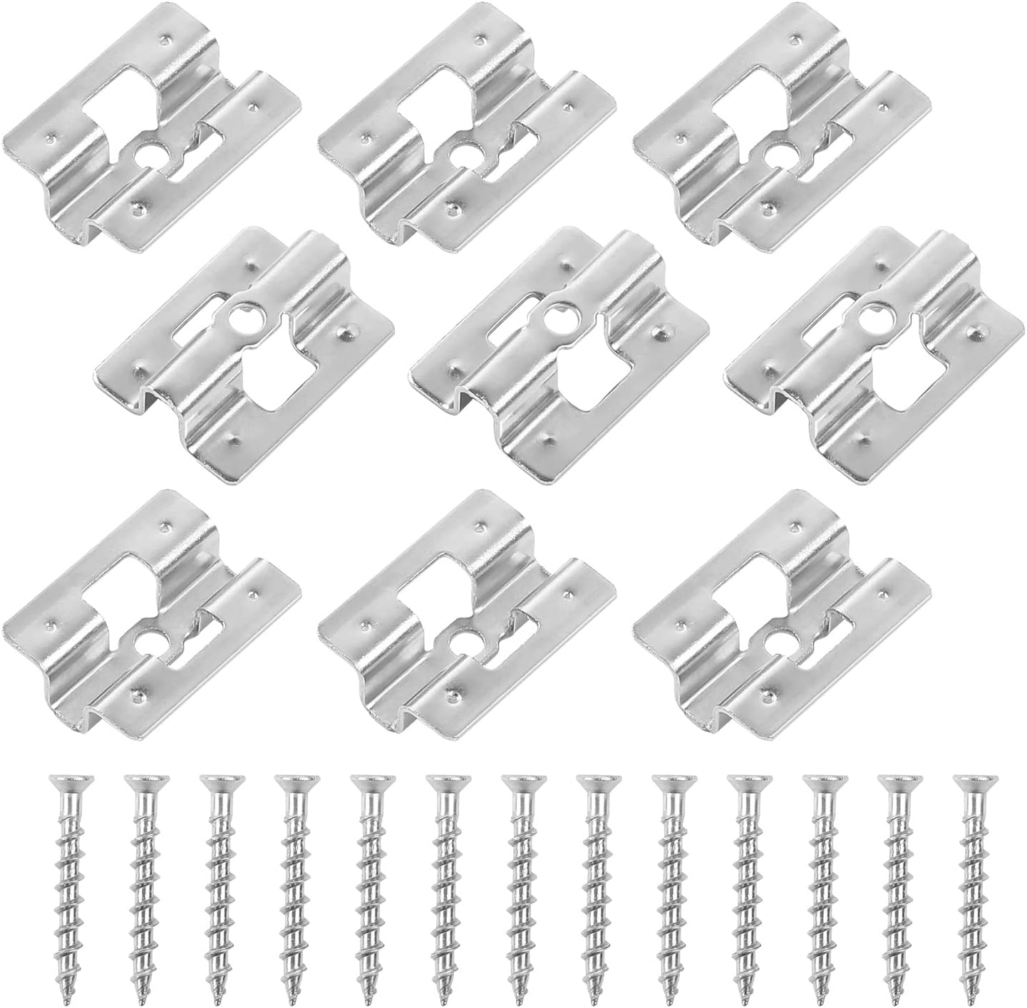 100PCS Composite Decking Clips with Screws, Fastener Board Clip, Stainless Hidden Fixing Spacer Clips with 100 Screws for WPC/BPC, Bamboo Wood Floor Closure