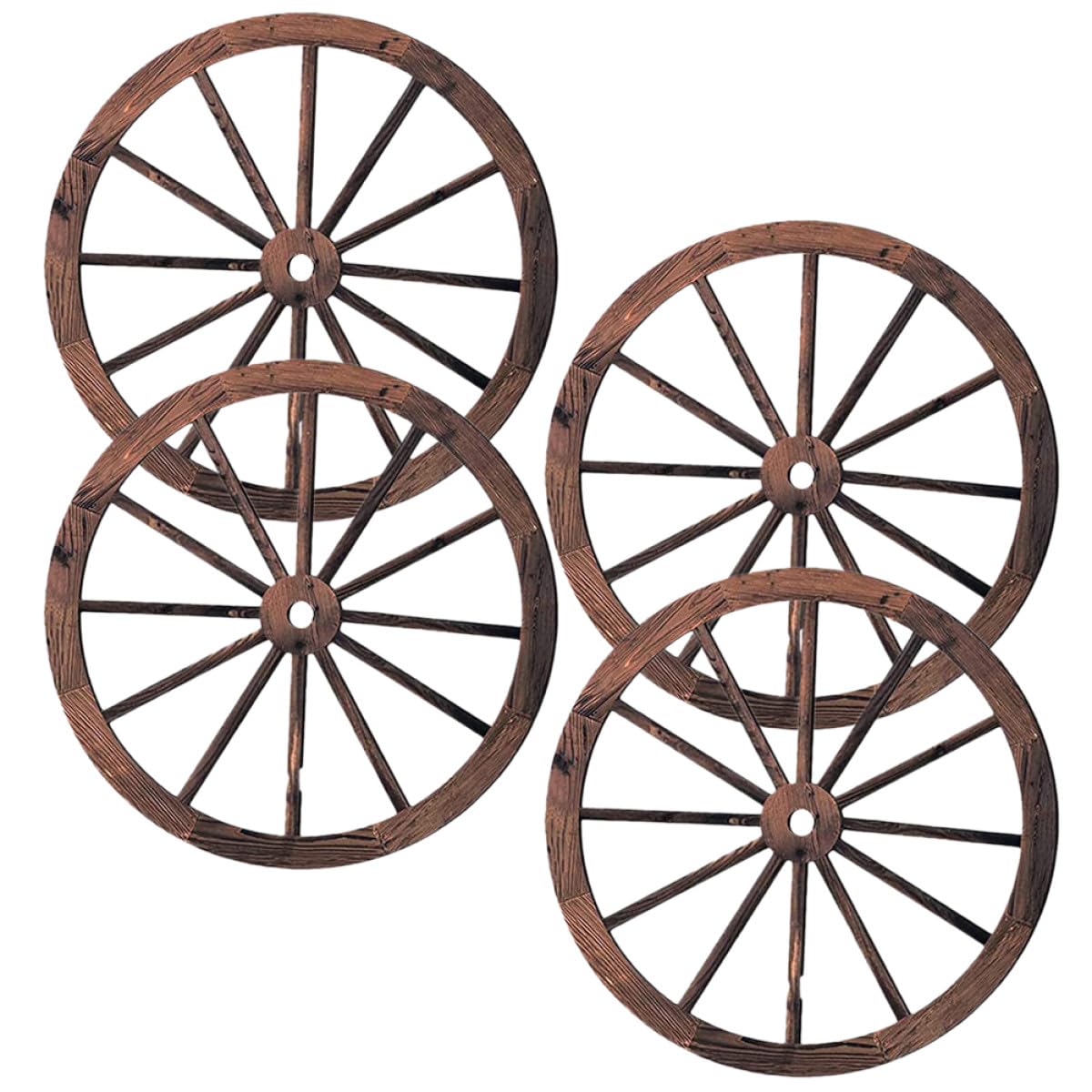 Roues décoratives murales en bois marron LIFKOME lot de 4 pièces vintage pour intérieur