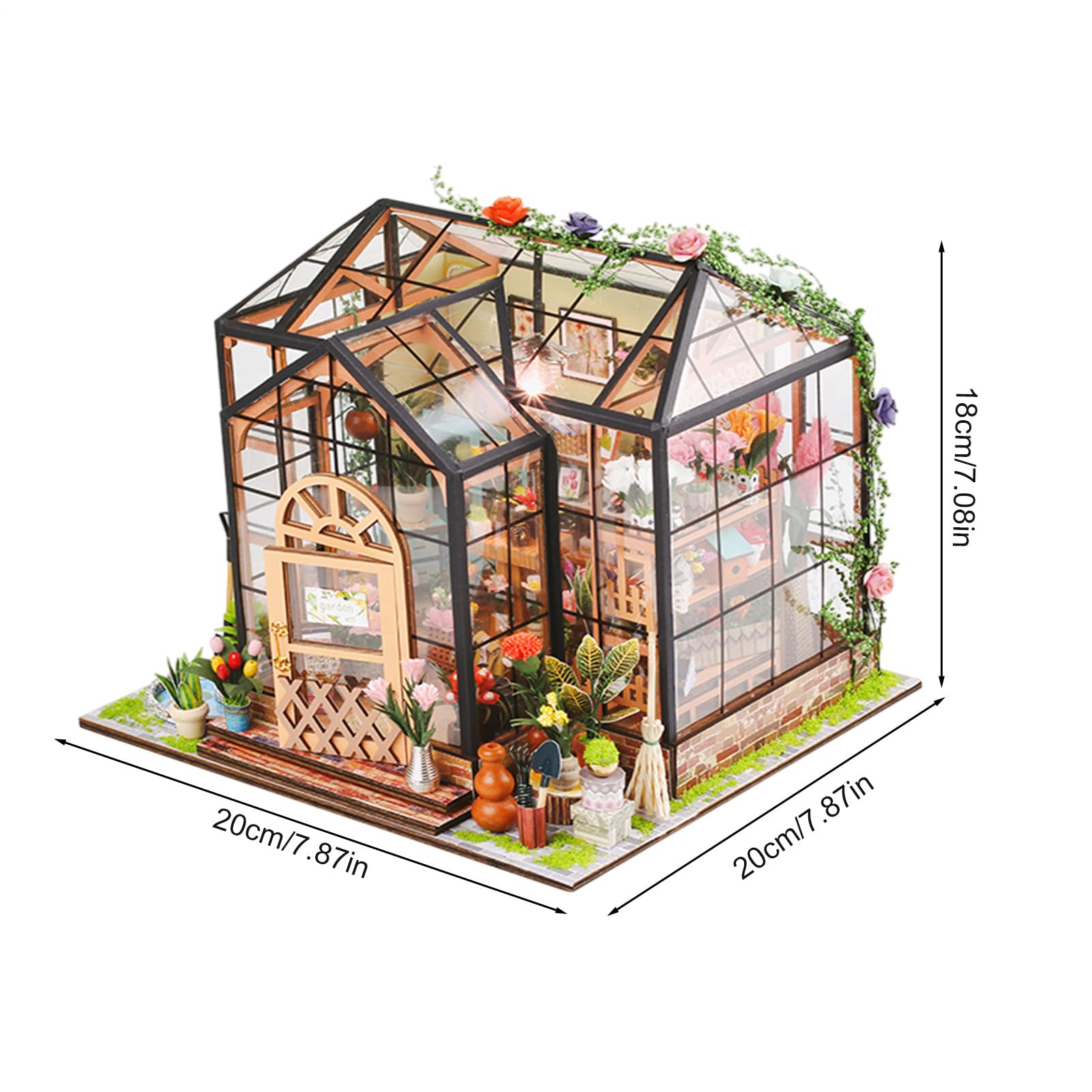 Kit Casa Miniatura per Adulti Kit Serra Progetti Artigianali Creativi Legno | Casa Mobili e Colla per Attrezzi Progetti Fai-da-te Creativi per Arredo di Mini Casa per Natale e Compleanno