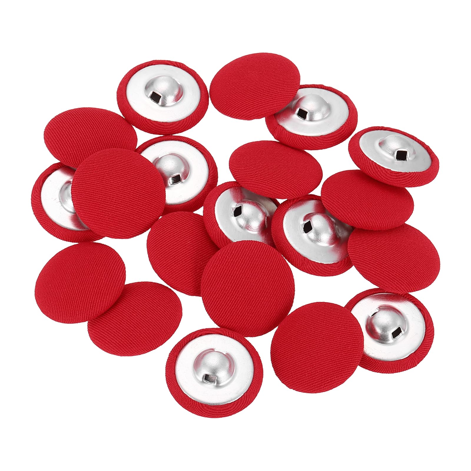 sourcing map 20Pcs Fabric Cloth Covered Button, 21mm 34L Metal Shank Round Sewing Buttons Fabric Covered Button for Coat Dress Sweater Hats Crafts Making, Red