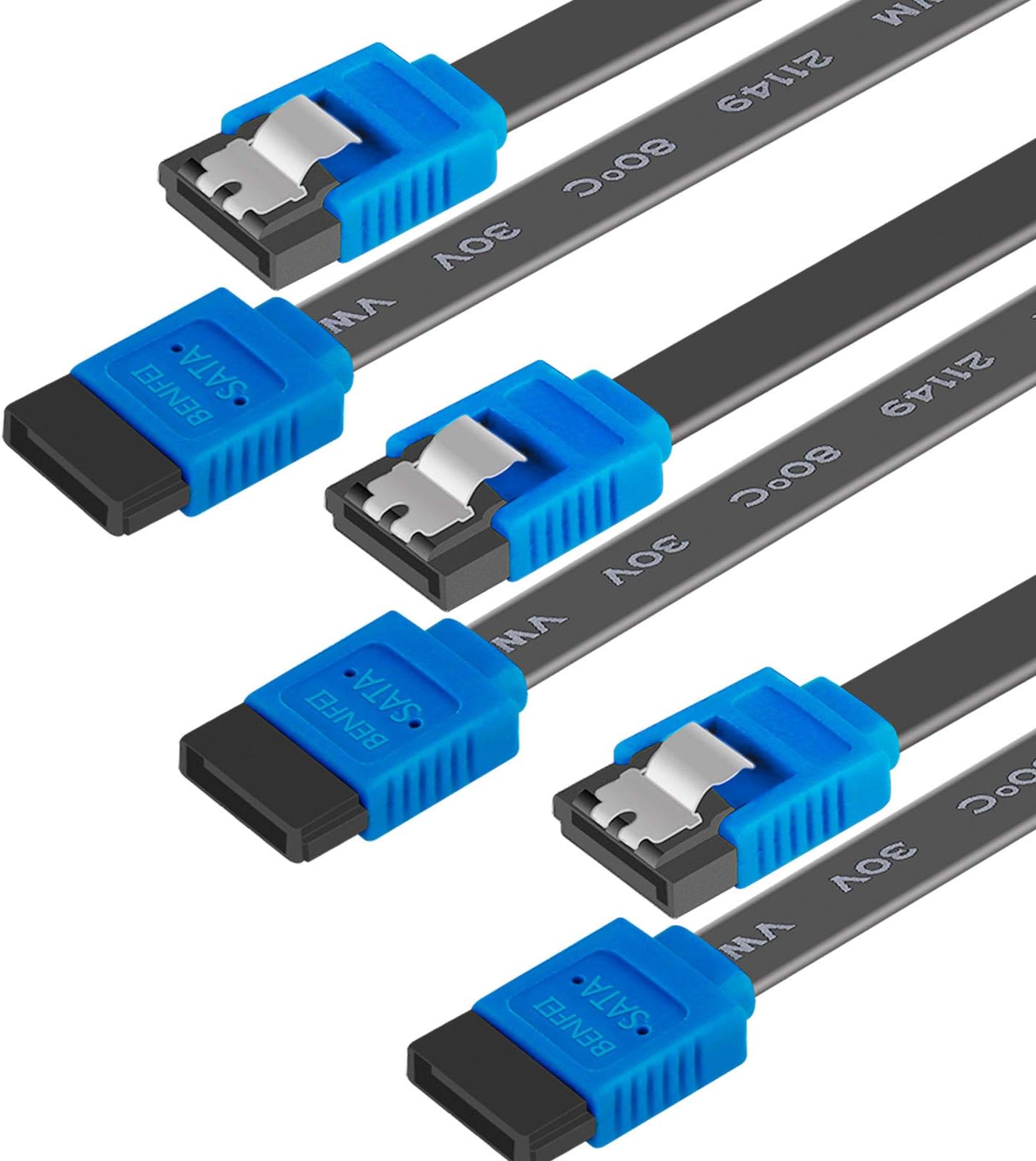 BENFEI 3 Pack SATA III 6Gbps Straight HDD SSD Data Cable with Locking Latch, 18 Inch for SATA HDD, SSD, CD Drive, CD Writer