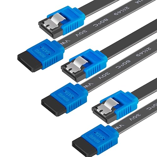 SATA Cable III, Benfei 3 Pack SATA Cable III 6Gbps Straight HDD SDD Data Cable with Locking Latch 18 Inch for SATA HDD, SSD, CD Driver, CD Writer - 3 Pack - Blue