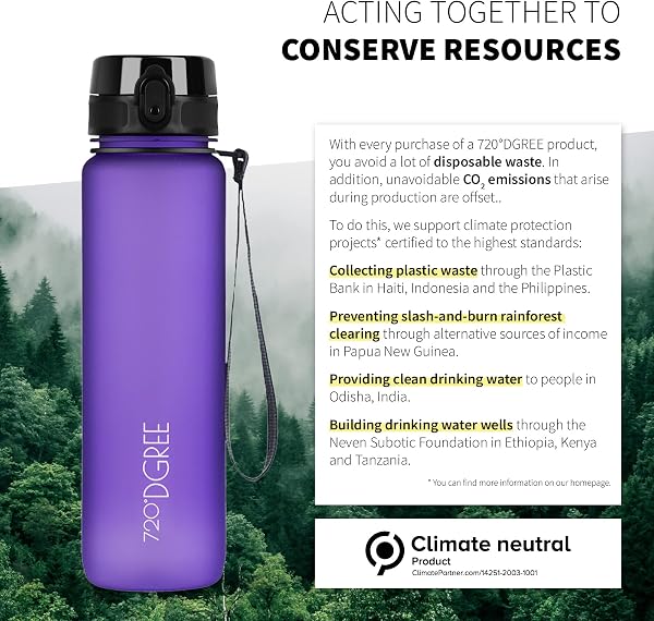 720°DGREE Botella Agua 1,5 Litros “uberBottle“ - Tamiz-Fruta, softTouch - Sin BPA, Prueba de Fuga, Reutilizable, Antigoteo - XL Cantimplora, Water Bottle ideal para Fitness, Gimnasio, Deporte, Outdoor - 5
