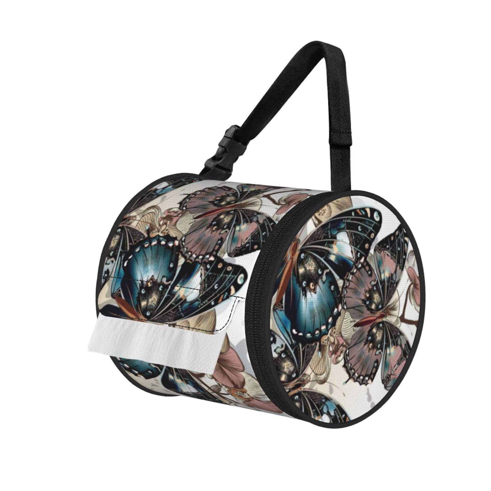 Butterfly Flowers Print Fashion Tissues Organizer Box, Hanging Tissue Holder For Purse Coins For Car Office Daily Outing