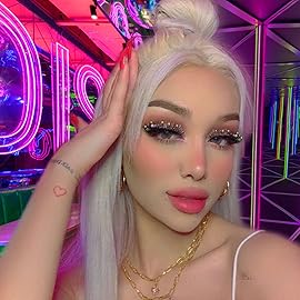 Glitter Lashes Dramatic False Eyelashes with Shinny Glitter Decorative Colored Lashes Glow in the Dark Faux Mink Eyelahses Cat Eye Strip Lashes Pack 7 Pairs