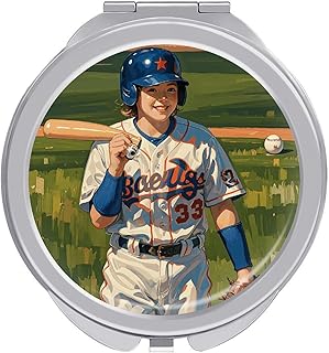 Portable Travel Makeup Mirror, Baseball Print...