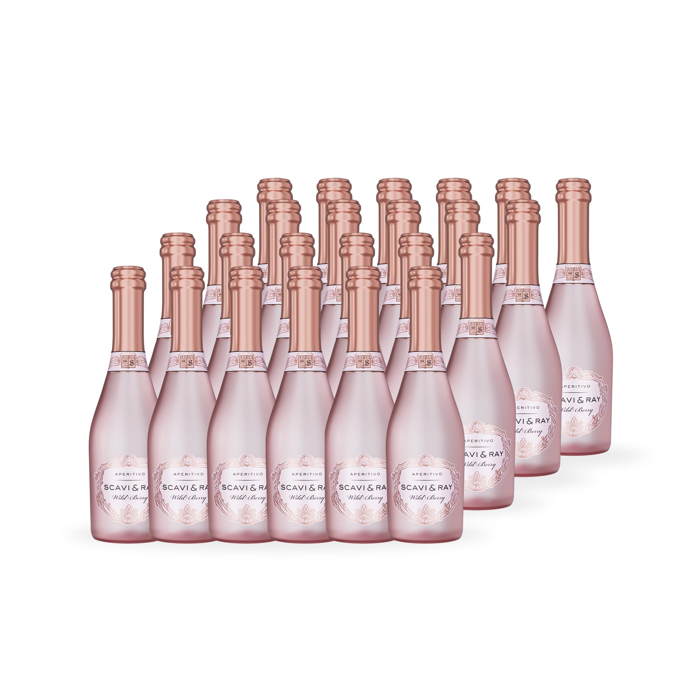 SCAVI & RAY Wild Berry Sprizz Piccolo – 24 x 0,2 l Glasflaschen – fruchtiger Aperitif-Cocktail mit feiner Perlage, Himbeere, Brombeere, Cranberry & Hibiskus, 5,5% Vol. Alkohol – perfekt für unterwegs