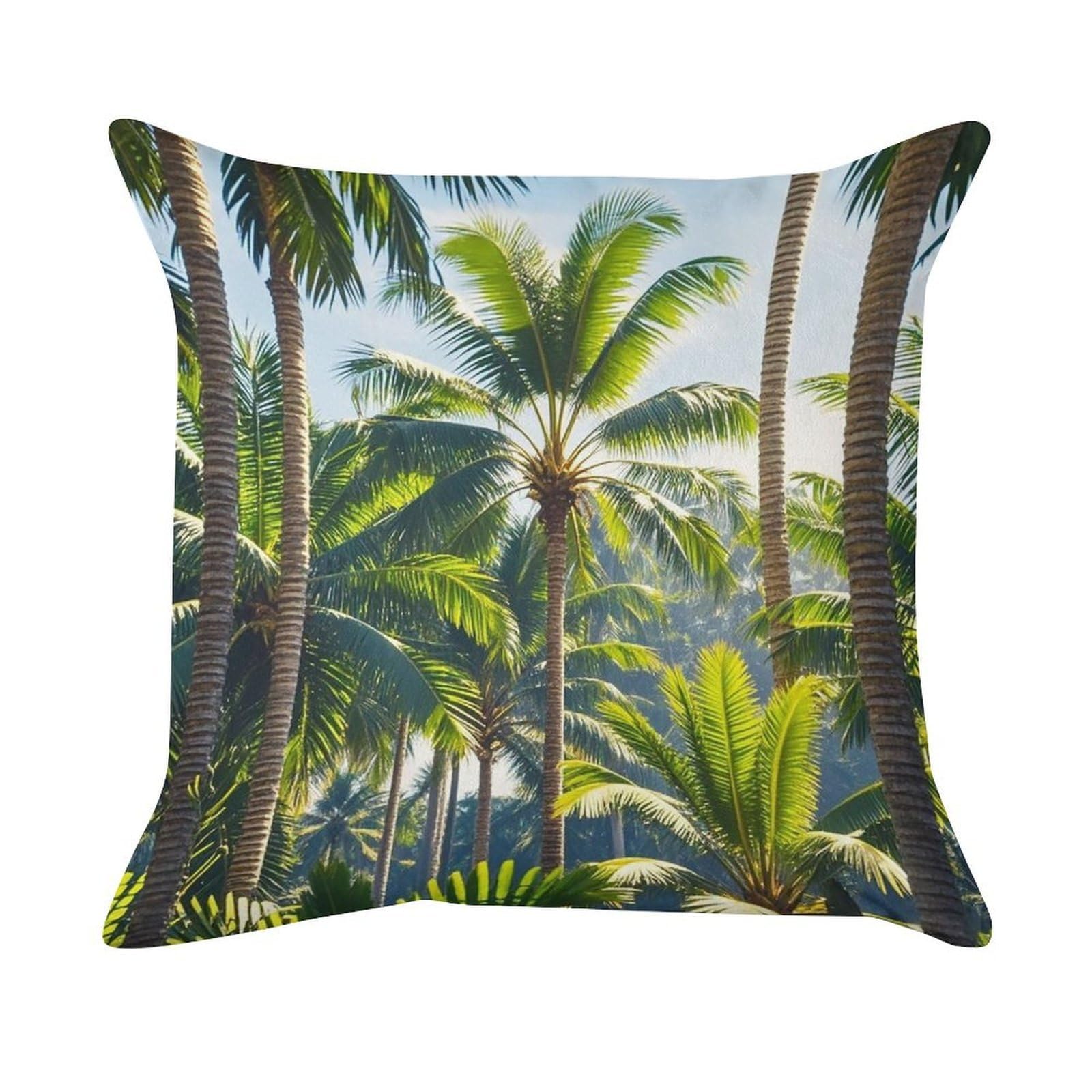 FekiLoot Palm Trees Pillow Covers Luxury Velvet Square Pillowcases Throw Pillows Case with Invisible Zipper Decorative Velvet Cushion Covers Ultra Soft Lumbar Pillow Shells