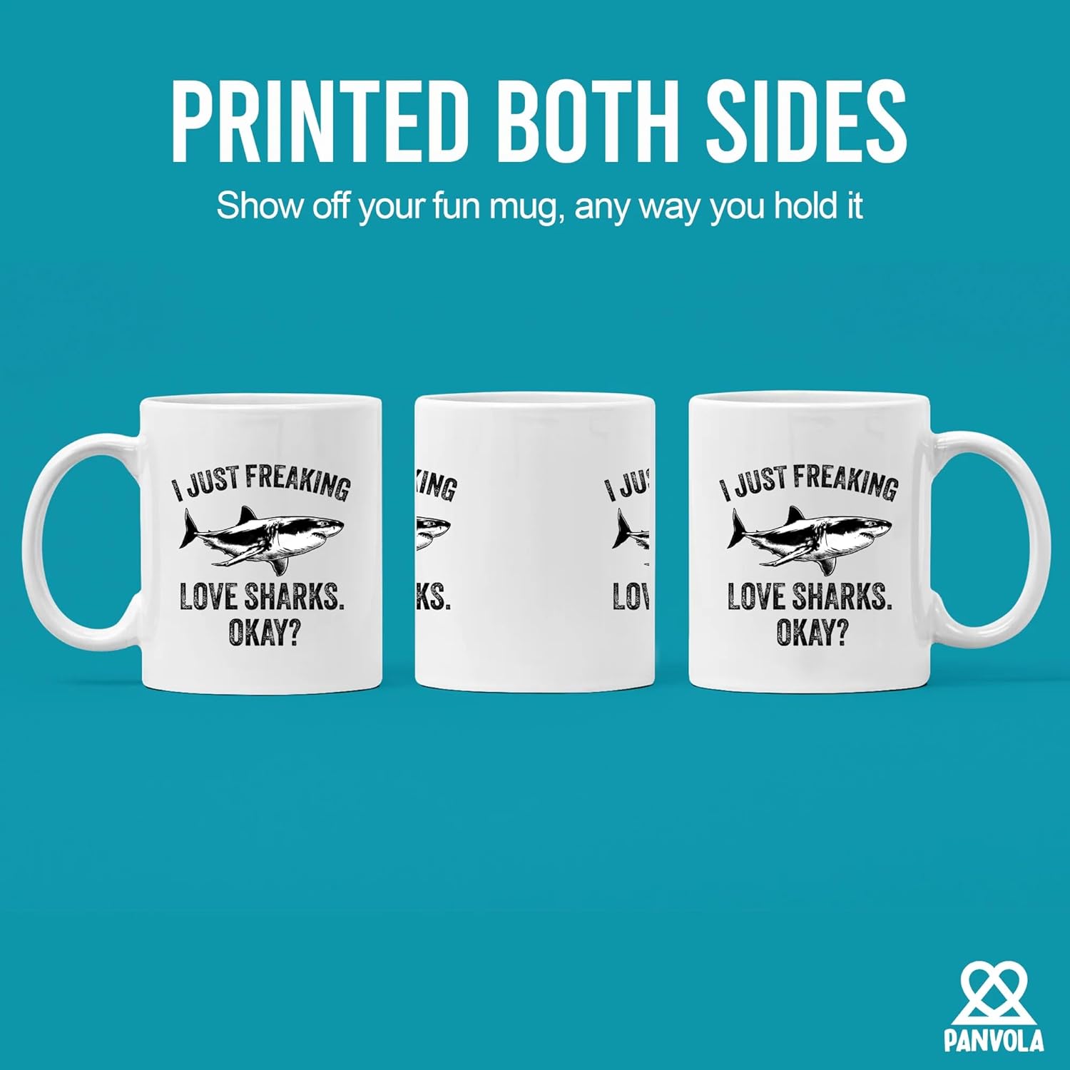 I Just Freaking Love Sharks Ok Shark Gifts Shark Lover Gifts For Women Men Marine Biologist Water Animals Lovers Novelty Drinkware Ceramic Coffee Mug 11 oz White - Image 3