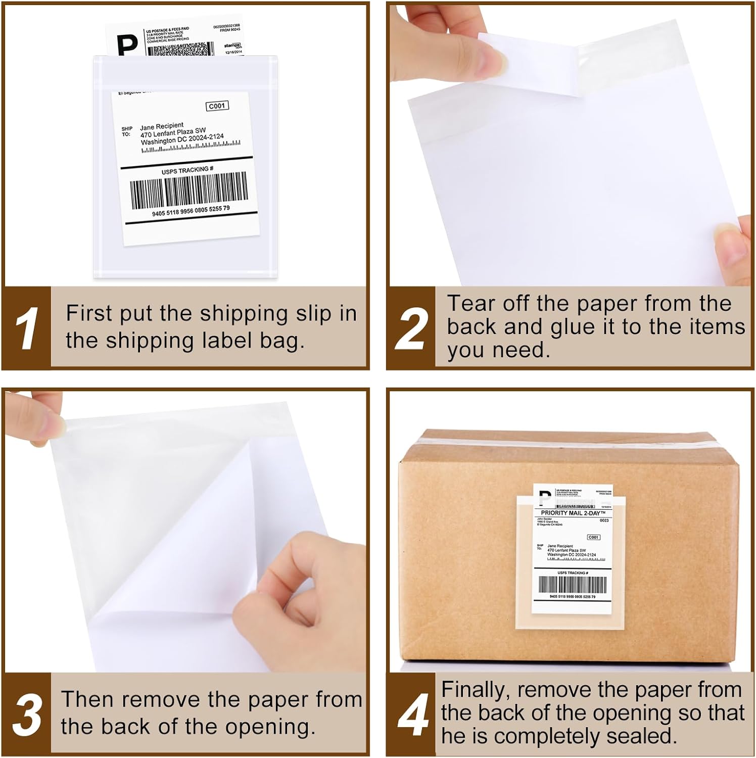 AZUREAL 100PCS Shipping Label Sleeves, 4.5" x 5.5" Packing Slip Pouches, Packing List Envelopes/Shipping Label Envelopes for Mailing, Packing List, Packaging, Protective Documents - Image 3
