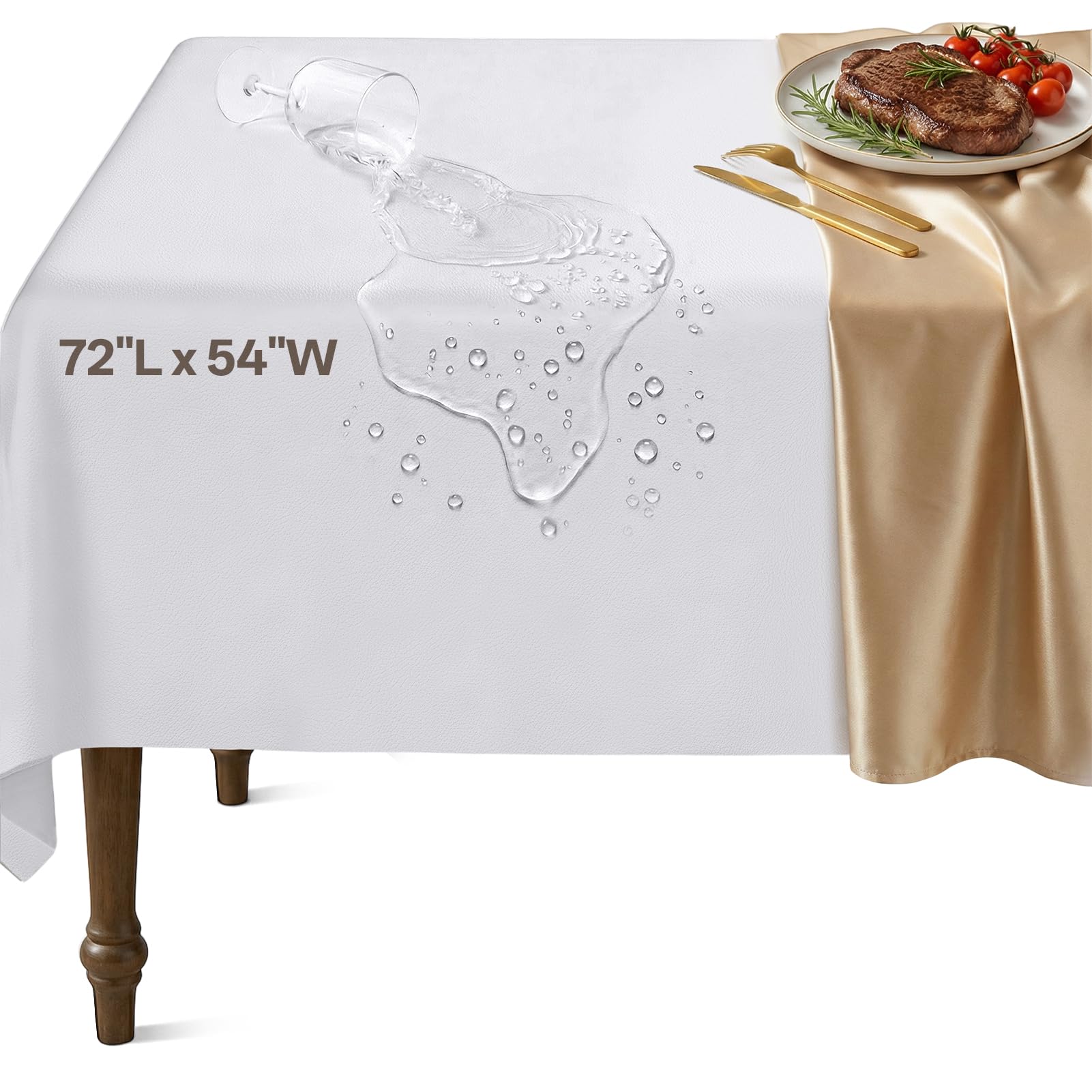 SFLJSJW Vinyl Table Protector Pad for Dining Room, Heat Resistant&Scratch Proof Tablecloth with Flannel Backing, Easy to Clean & Trim, Waterproof Heavy Duty Table Cover, Reusable Pad 72" x 54" - 2