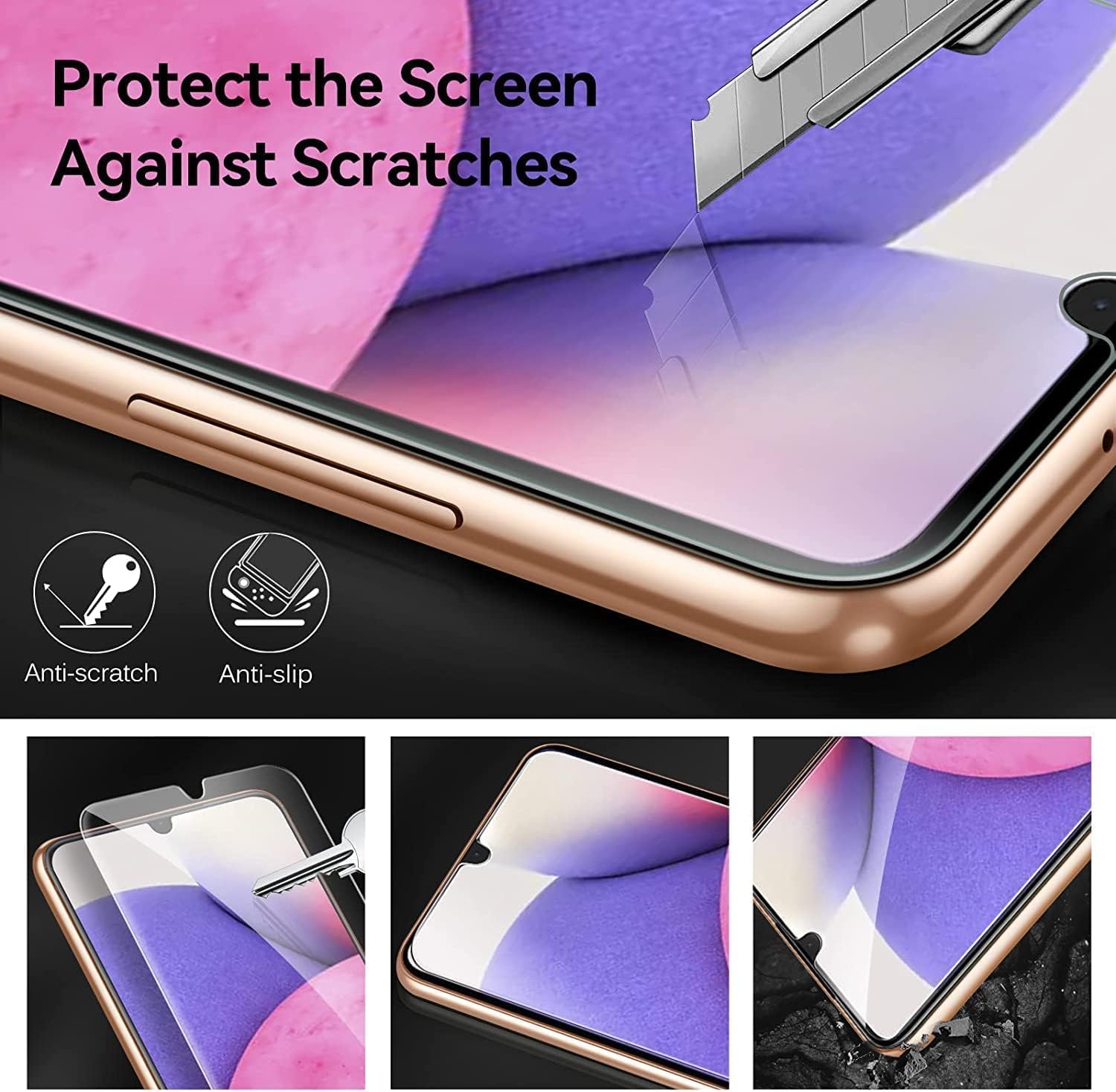 ivoler [4+2Pack] Tempered Glass Screen Protector for Samsung Galaxy A33 5G [4 Pack] with [2 Pack] Camera Lens Protector with [Alignment Frame] Transparent HD Clear Film Anti-Scratch, 6.4 inch