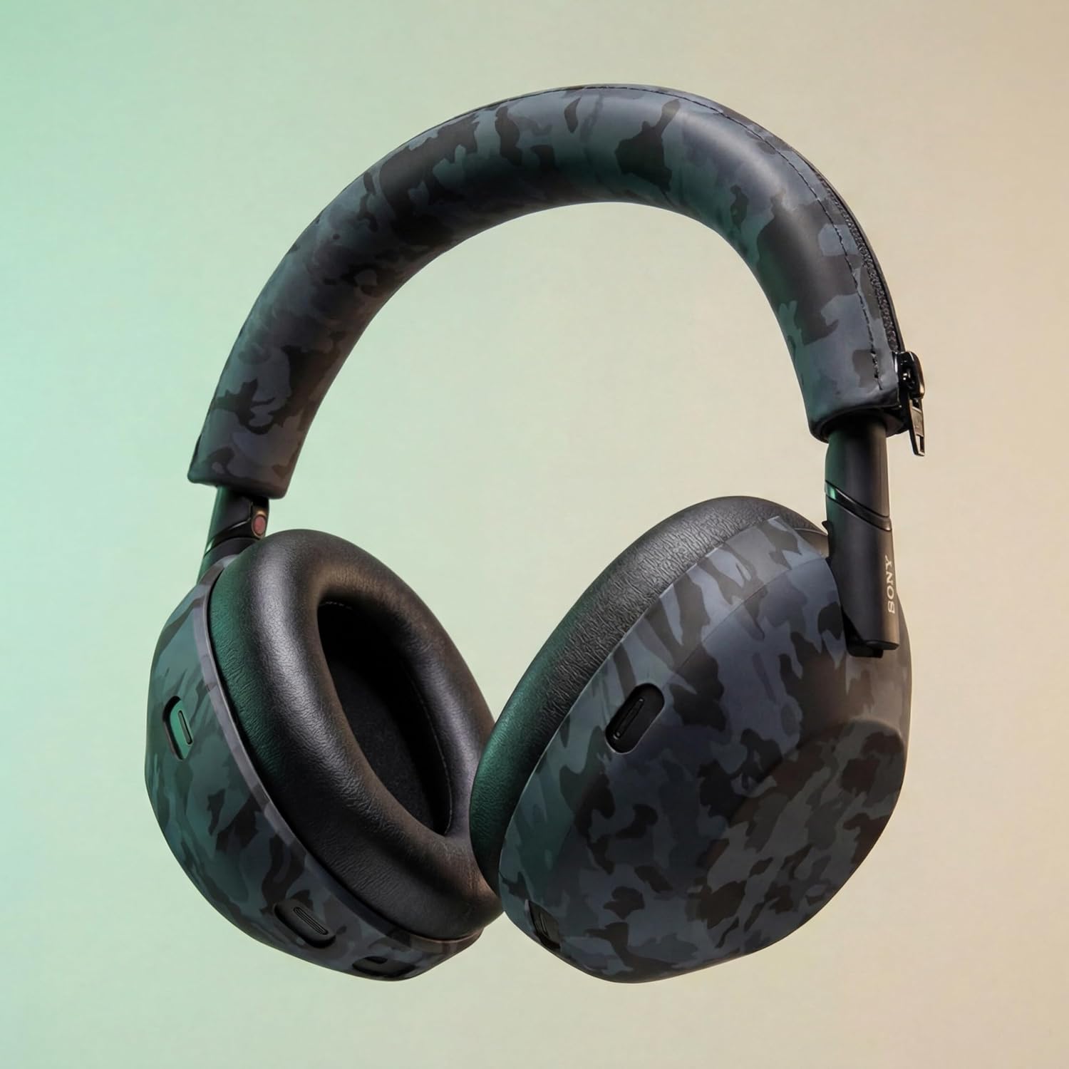 WC ShellZ XM6 – Protective Silicone Shell & Headband Covers Compatible with Sony WH-1000XM6 Headphones by Wicked Cushions | Premium Silicone | Black Camo