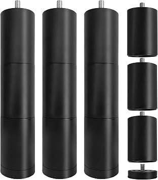Adjustable Bed Frame Legs Replacement 11 inch with M10 & M12 Threading Screw in Bed Legs Set of 4 4, Felt Bottom