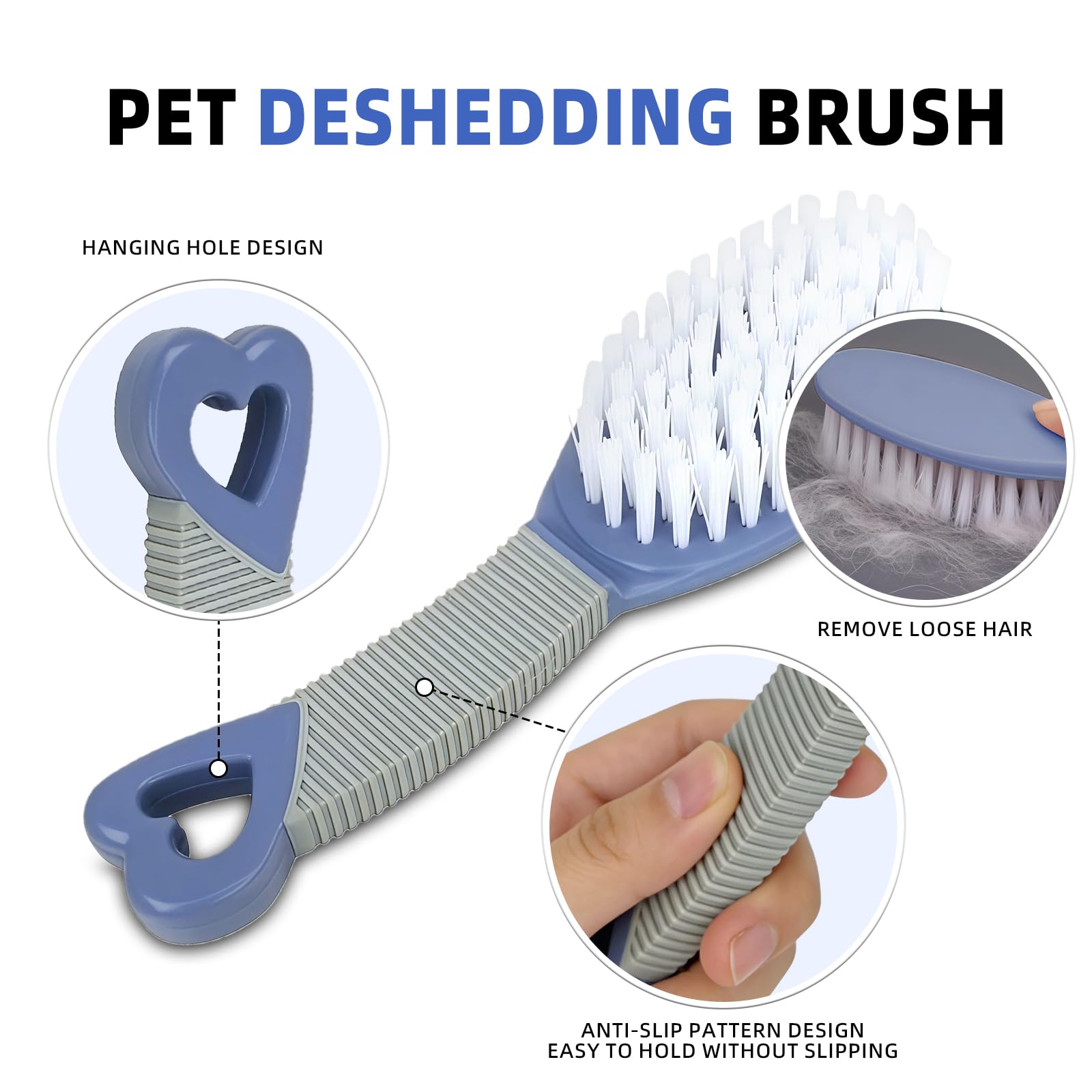 Cepillo para mascotas para perros y gatos de pelo corto, cerdas suaves y firmes, cepillo para desprendimiento, elimina el pelo suelto, el polvo y la suciedad