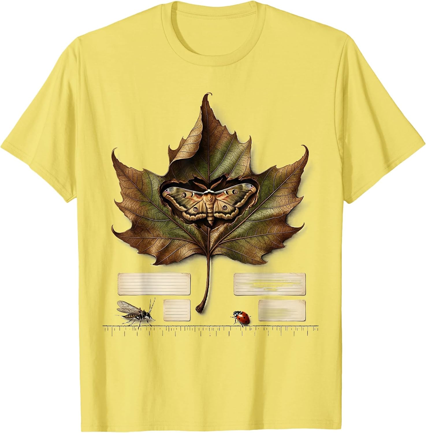 Men's Pressed Sycamore Leaf Entomology Bug Collector Nature Lover T-Shirt image 4