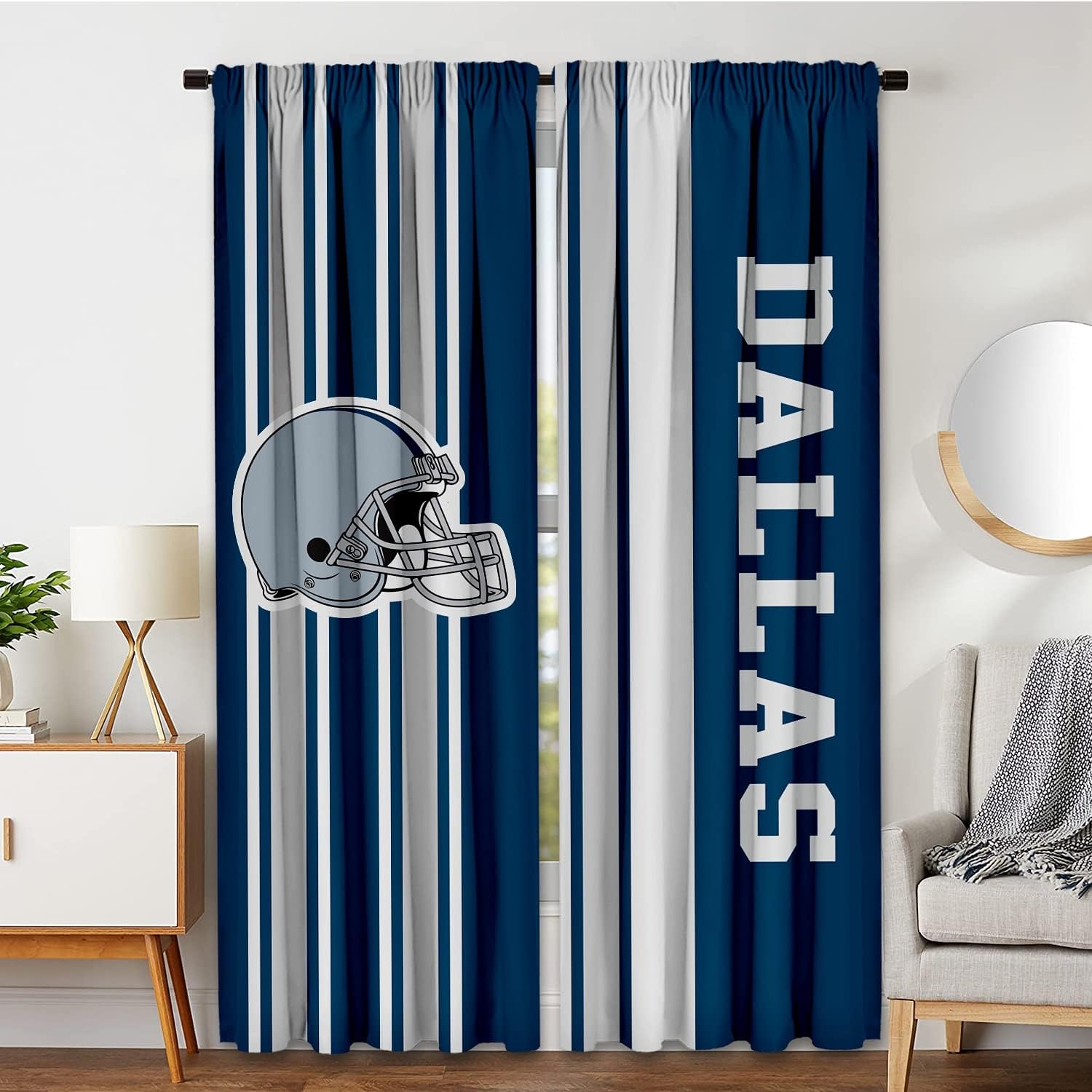 Dallas Blackout Curtain Panels, Customizable Size, Text, Logo, Rod Pocket Window Treatment Curtains Drapes 2 Panels for Bedroom Livingroom, City and Football Team Design
