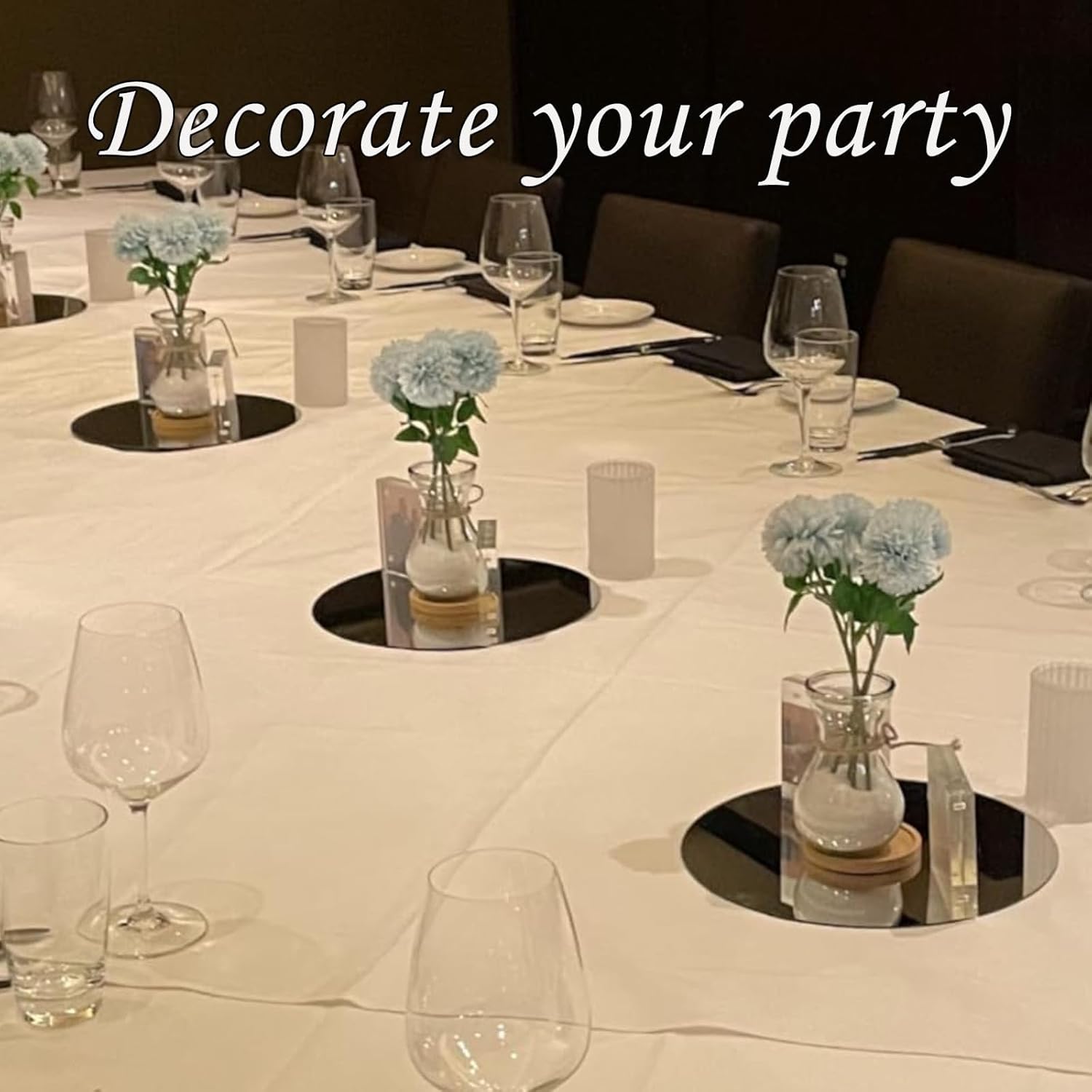 12 Pack Round Mirror Centerpieces for Tables Decorations, 10" Acrylic Round Mirror Tray Candle Plate 2mm Thickness Mirror Centerpiece Table Decorations for Wedding Decorations Party, Wall Decor
