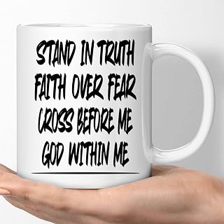 Share Your Faith with Truth and Cross Christian - Gift for Men and Women Of Faith, Size 11 Oz White Ceramic Coffee Mug