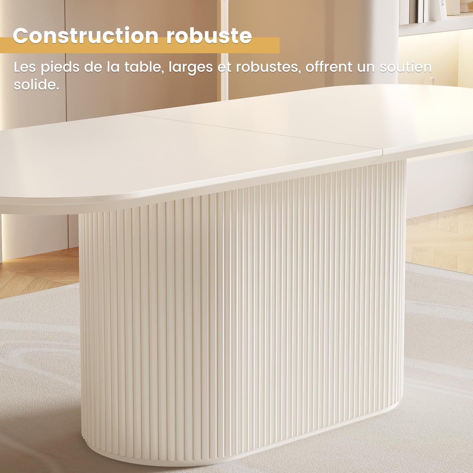 Miuuod Table ovale de 177,8 cm en blanc pour 4/6 personnes, table de salle à manger moderne, résistante à haute température et à l'usure, table élégante pour salle à manger, cuisine – montage facile