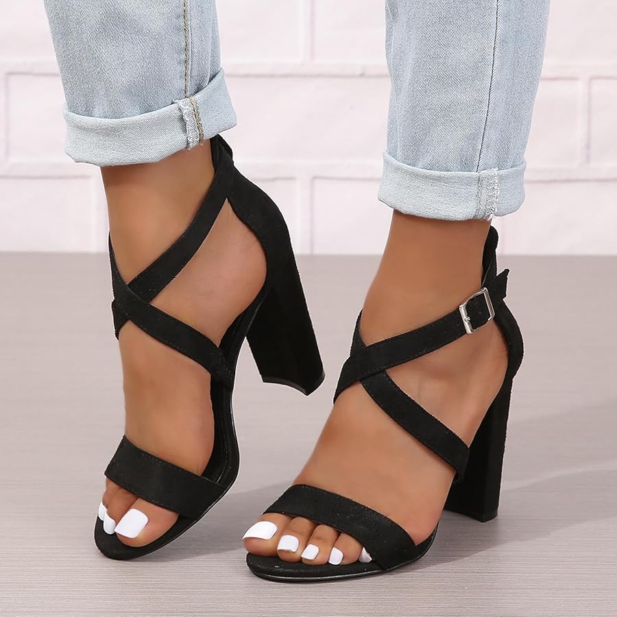 Amazon.com | SACFOF Women's Chunky High Heel Sandal Summer Open