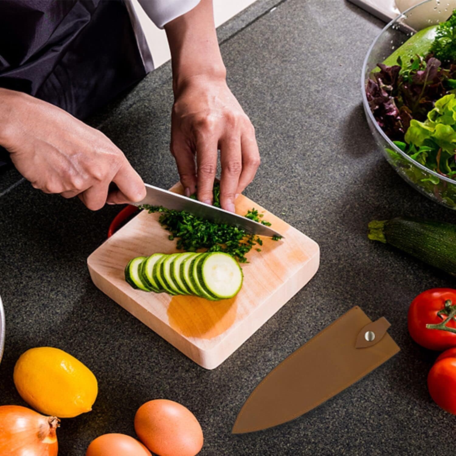 Funda de cuero vacuno para cuchillo, protector de cuchillo de chef de 8 pulgadas, funda de cuero para cuchillos al aire libre para camping, cocina, cocina al aire libre, funda de cuchillo de carne de