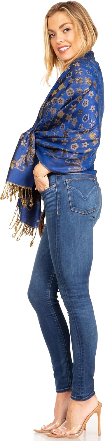 Sakkas Alessa Women's Silky Soft Reversible PaisleyPrint Pashmina Scarf Shawl Wrap - Image 3