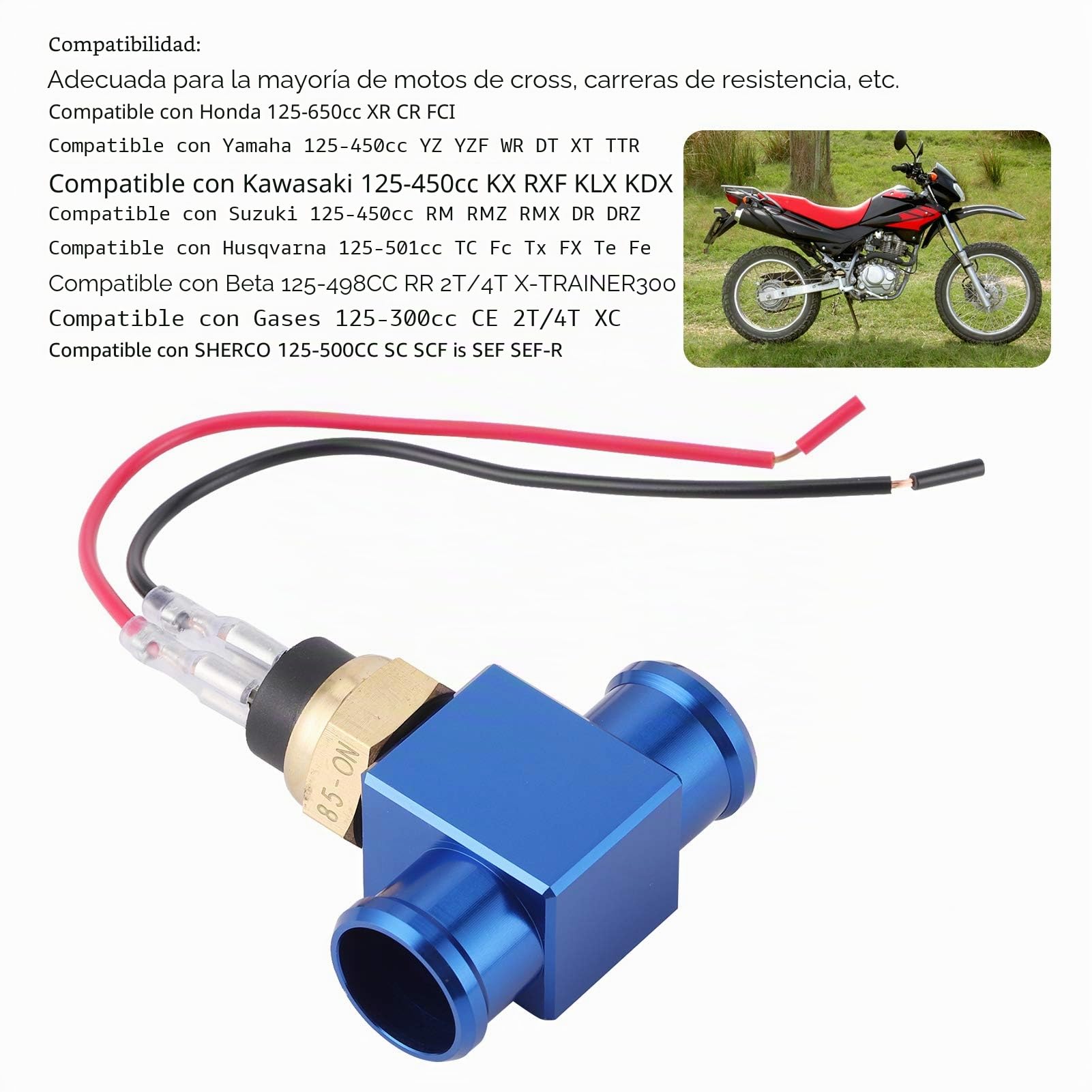 Interruptor De Temperatura Del Agua, Termostato Interruptor De Temperatura Del Agua Radiador Refrigerante Sensor De Temperatura Del Ventilador Para Motocicleta ATV Veh¨ªculo Todo Terreno(Azul)