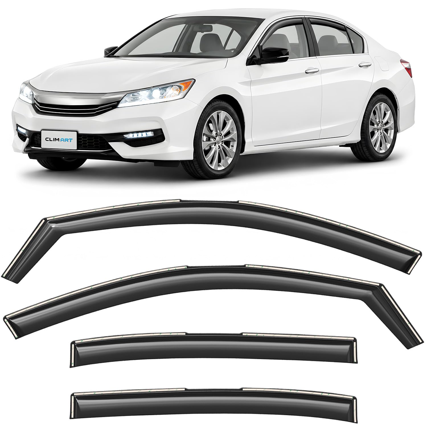 CLIM ART in-Channel Incredibly Durable Rain Guards for Honda Accord 2013-2017 Sedan, Original Window Deflectors, Vent Window Visors, Vent Deflector, 4 pcs. - 613274
