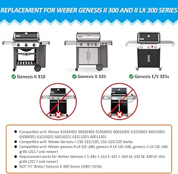 KEESHA BBQ グルメシステム クッキンググレート 交換用 Weber Genesis II 300 Genesis II LX 300シリーズ ガスグリル 鋳鉄グリッド格子 ウェーバージェネシスII S/E-310 315 320 335に最適