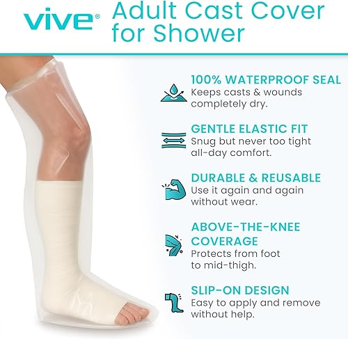 Miniatura 2 de Vive Fundas de fundición impermeables para piernas de ducha, protector de bolsa para adultos, botas de ducha para piernas, pies, tobillos, después