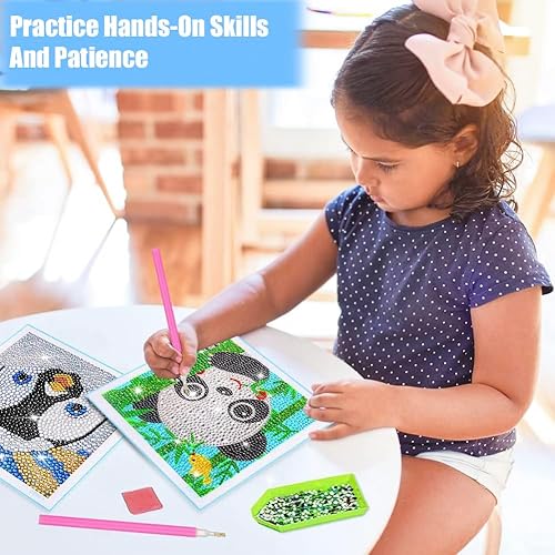 Miniatura 6 de DIYDECORFUN Kit de pintura de diamante de alpaca para niños, animales pingüinos, kits de arte de diamantes 5D por números, pintura de diamantes de