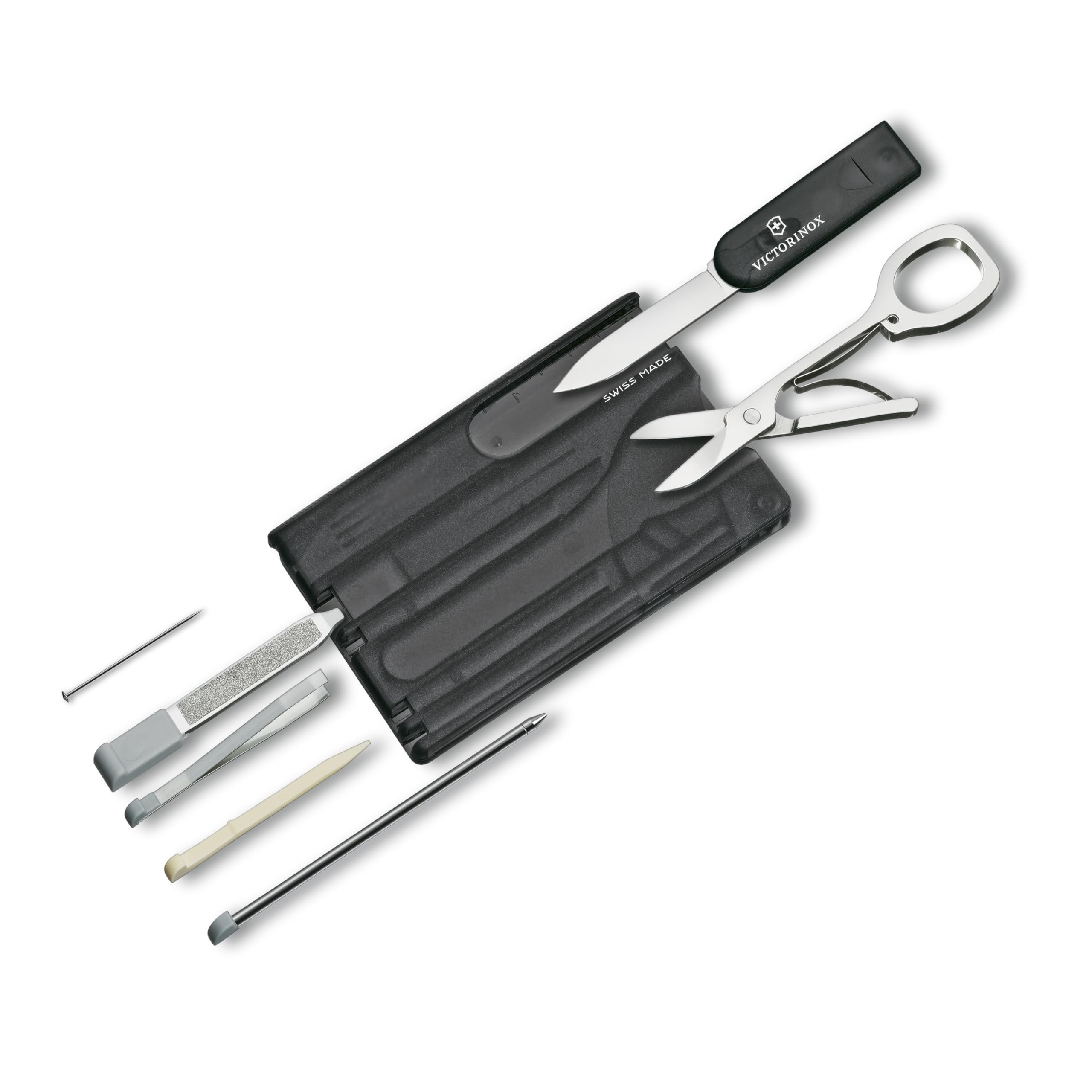 VICTORINOX Swiss Card, Classic, 3 Colors, Swiss Army Knife, Multi-functional Stationery, Stationery Scissors, Ballpoint Pen Included, Swiss Multi-Tool with 10 Functions, Award Winner of Design Award,