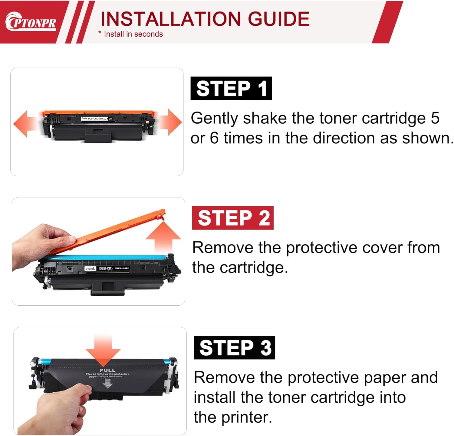 069 Toner Cartridge 4 Pack (with Chip) MF753Cdw Toner Replacement for Canon 069 CRG069 Color ImageCLASS MF753Cdw MF751Cdw LBP674Cdw LBP674C MF752Cdw Printer Black Cyan Magenta Yellow