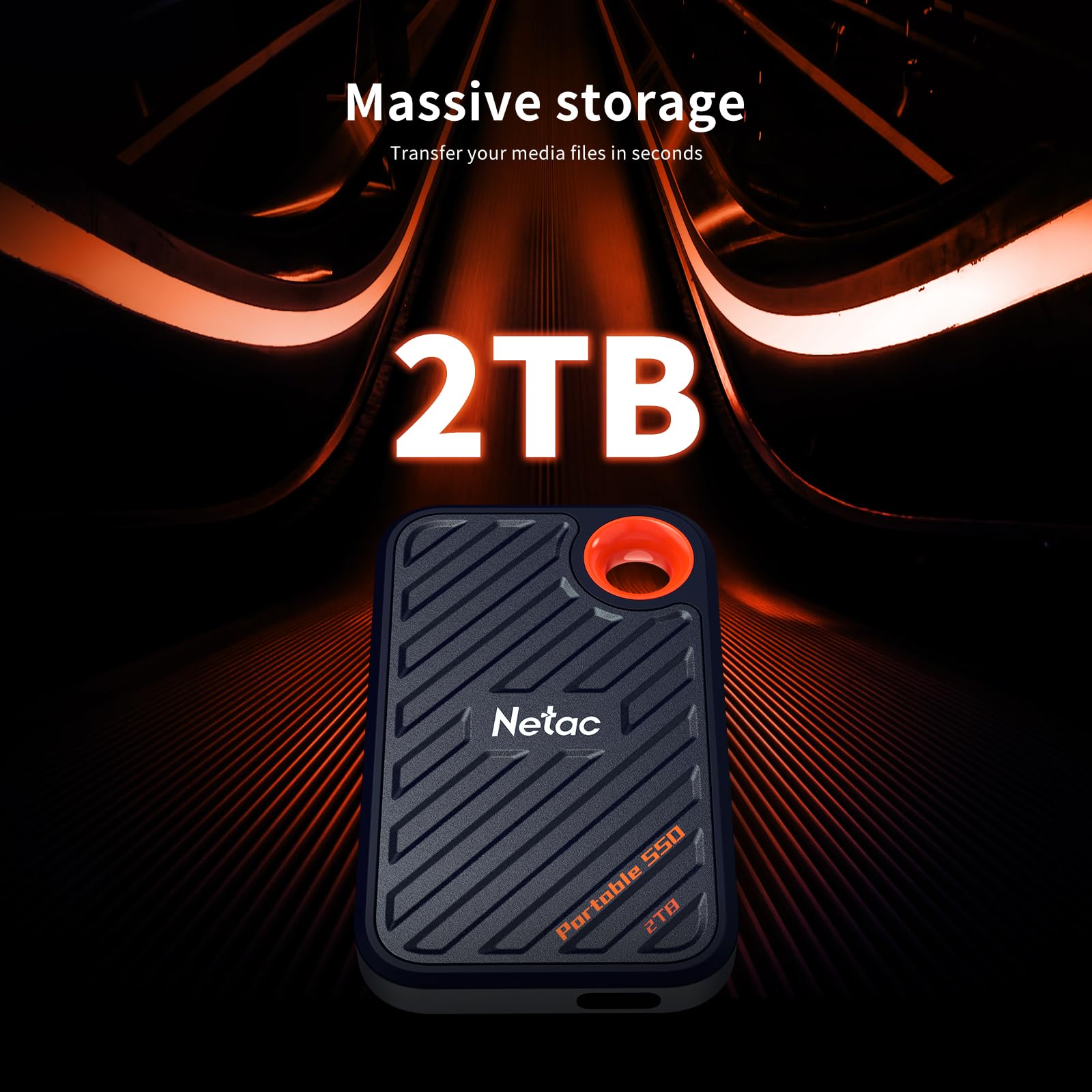 Netac ZX20 Portable SSD - 2 TB - USB 3.2 Gen.2 External SSD Portatile - Fino a 2000MB/s - PC e Mac - Unità a Stato Solido USB-C -Gen 2, 20 Gbps
